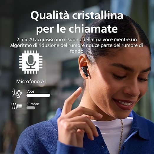 Philips TAT2520BK Cuffie Bluetooth True Wireless In-Ear con canc. del rumore