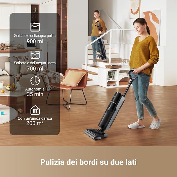DREAME H12 Pro Ultra Aspirapolvere Lavapavimenti, Lavaggio e Asciugatura Spazzola, Auto-Pulizia con Doppia Rotazione e Raschietto, 16.000 Pa