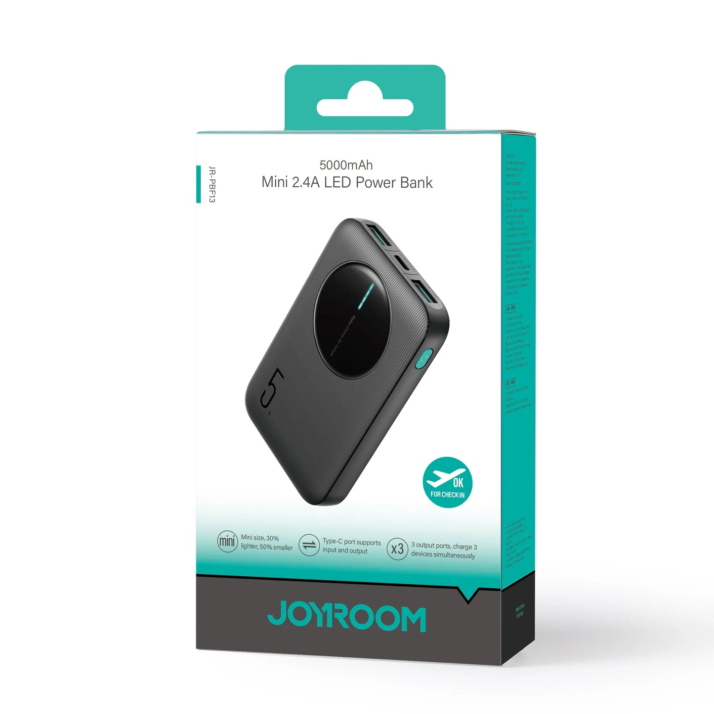 Joyroom Powerbank JR-PBF13 2.4A LED, 5000mAh