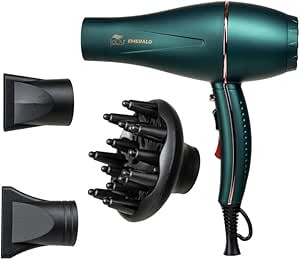 JaDy Emerald – Phon Professionale 2000W con Diffusore | Asciugacapelli Ionico Anti-Crespo, Potente, Silenzioso e Leggero