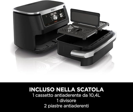Ninja Foodi FlexDrawer, Friggitrice ad Aria, Doppia Zona,Ampio Cassetto da 10.4L, 7 in 1