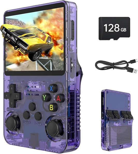 Console Retro, Schermo IPS da 3,5 Pollici, 128GB di Memoria, 40.000 Giochi Preinstallati, Console Portatile per Bambini e Adulti, Supporto Multi-Emulatore