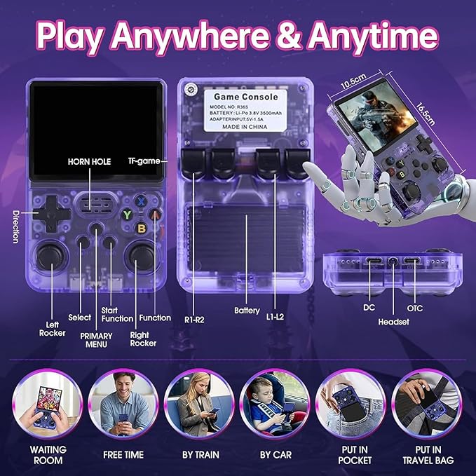 Console Retro, Schermo IPS da 3,5 Pollici, 128GB di Memoria, 40.000 Giochi Preinstallati, Console Portatile per Bambini e Adulti, Supporto Multi-Emulatore
