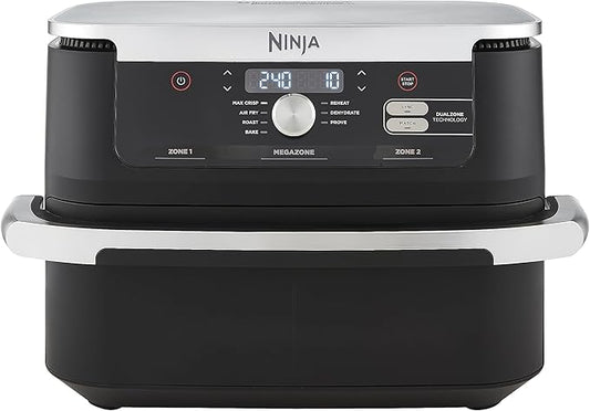 Ninja Foodi FlexDrawer, Friggitrice ad Aria, Doppia Zona,Ampio Cassetto da 10.4L, 7 in 1