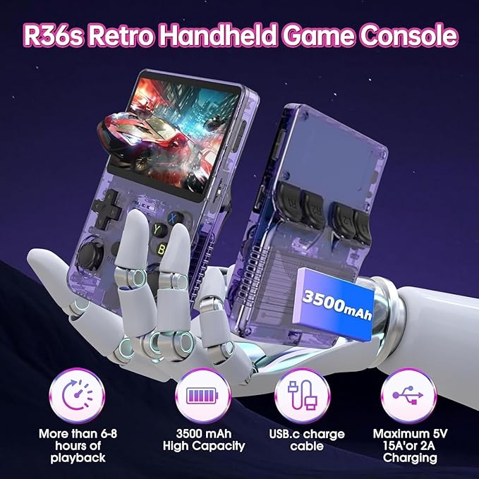 Console Retro, Schermo IPS da 3,5 Pollici, 128GB di Memoria, 40.000 Giochi Preinstallati, Console Portatile per Bambini e Adulti, Supporto Multi-Emulatore