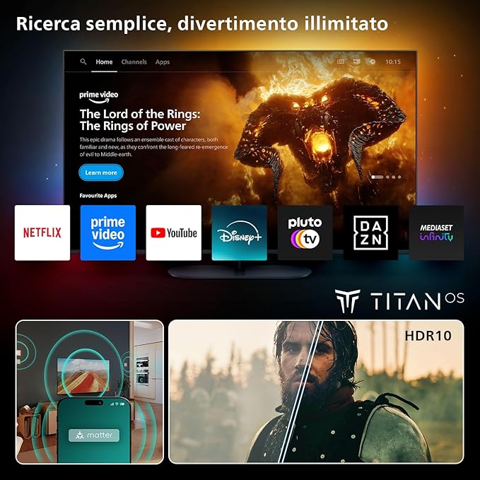 Philips 32PHS6000 2K HD LED Smart TV - Display 32’’ con Pixel Plus, piattaforma Titan OS e Dolby Digital Sound - Funziona con Alexa e Google Voice Assistant