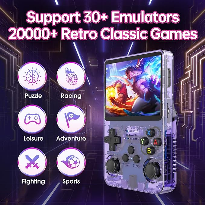 Console Retro, Schermo IPS da 3,5 Pollici, 128GB di Memoria, 40.000 Giochi Preinstallati, Console Portatile per Bambini e Adulti, Supporto Multi-Emulatore