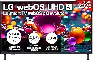 LG webOS UHD AI UA75 TV 43 pollici, Smart TV 4K Ultra HD, Processore α7 Gen8, webOS con AI, Filmmaker mode, HDR10